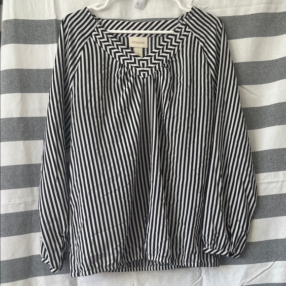 Chico's Tops - Chico's Monochrome Striped Blouse